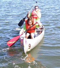 A boat actively racing